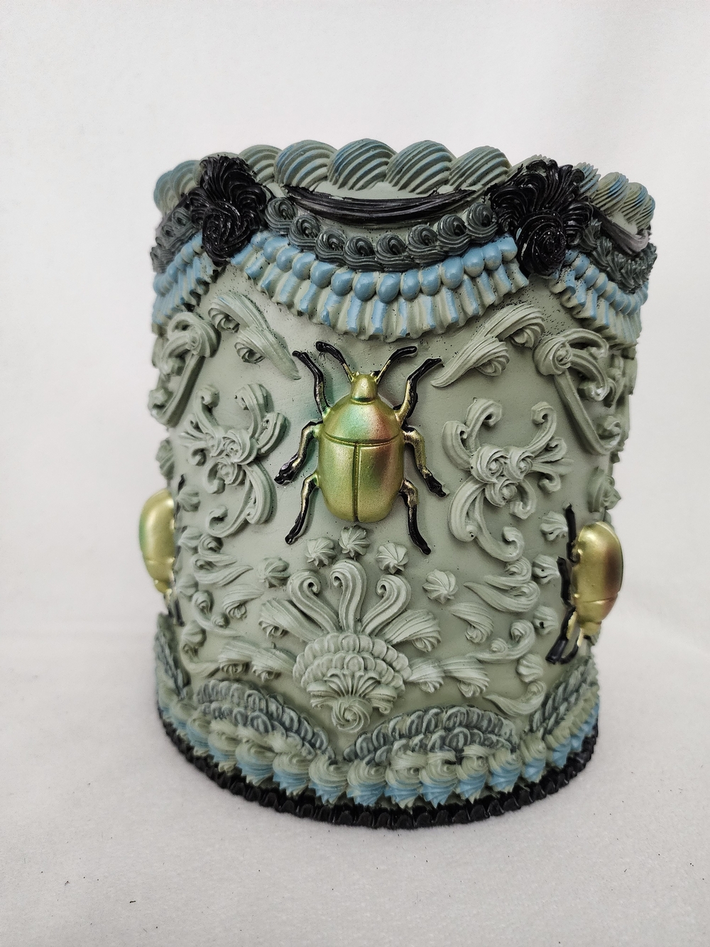 Halloween Decorative Green Ornate Beetle Accent Cake Decor
